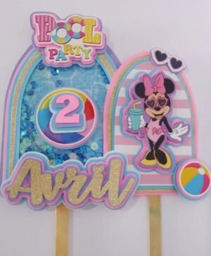 Topper Minie Pool Topo de bolo Minnie Pool Party