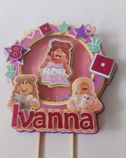 Topper girl roblox Topo de bolo Roblox para meninas